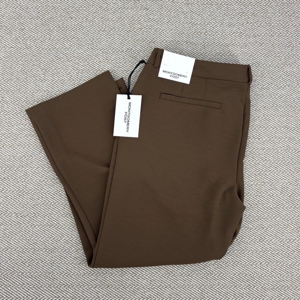 Montgomery Post Mid Rise Pleated Straight Crepe Pant 8 P New